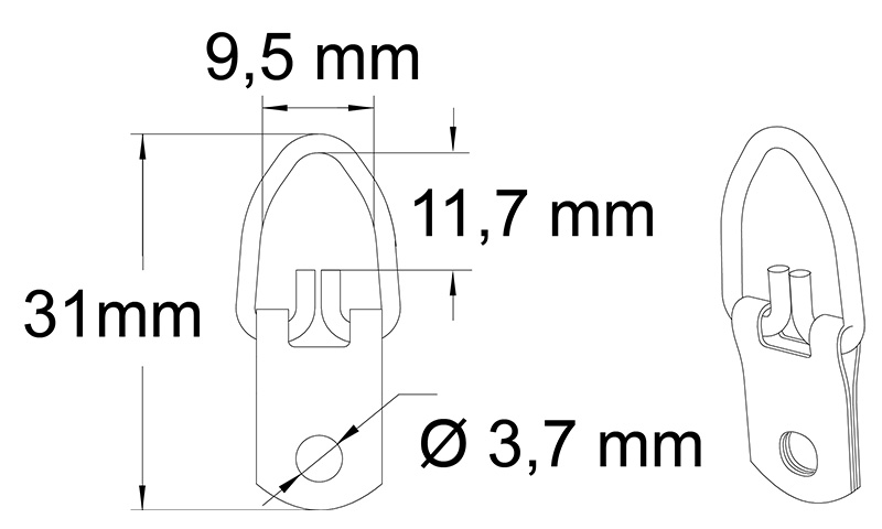 DR-1S obesni del - srebrn - dimenzije.