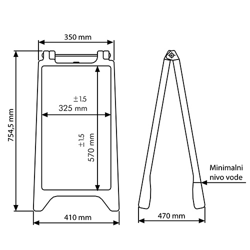 WindPro A stojalo - dimenzije