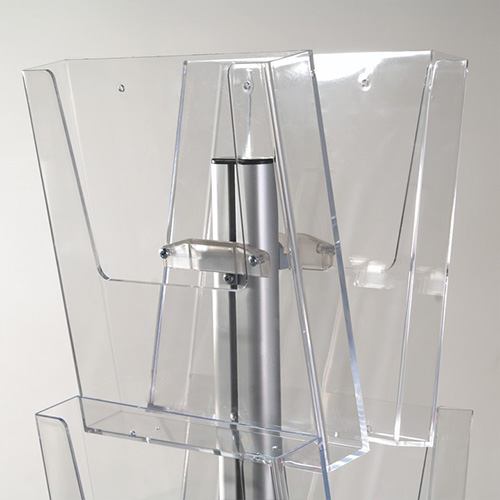 Stojalo za prospekte 2-stransko - pogled na držala za prospekte