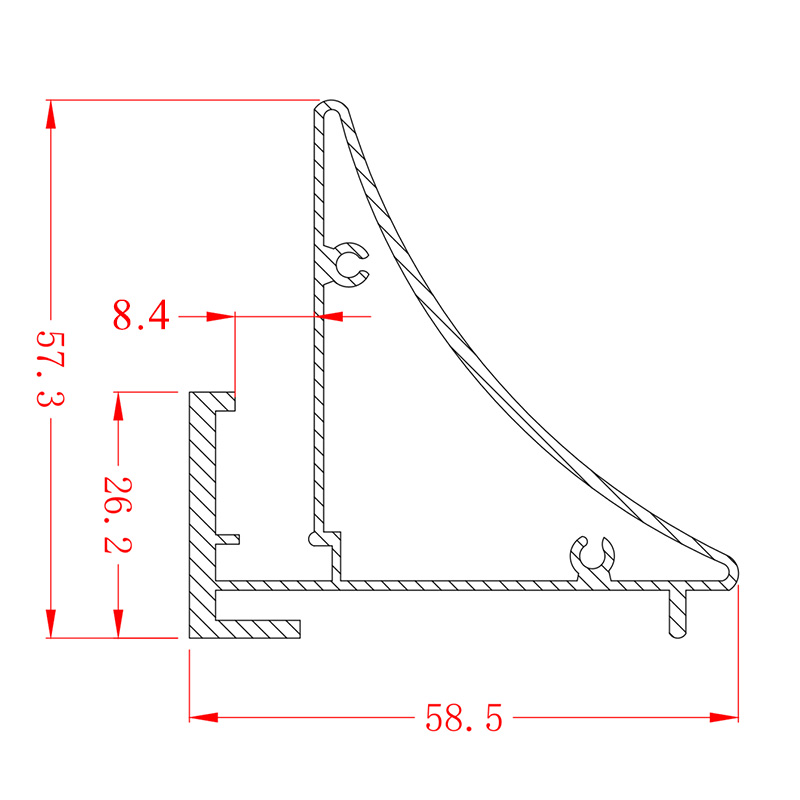 Alu LED profili BAPL044A - dimenzije