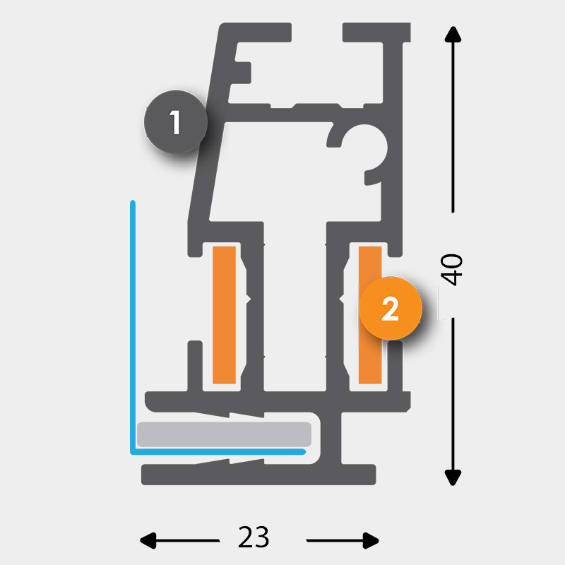 23/1 T-Flex enostranski - dimenzije