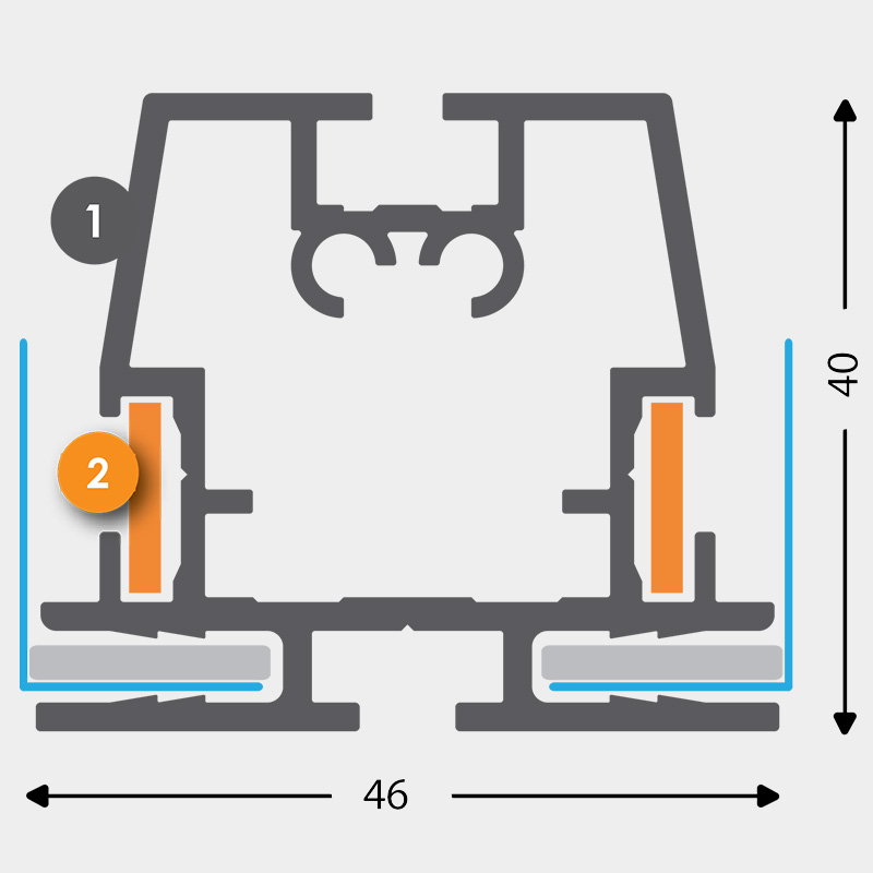 46/2 T-Flex dvostranski - dimenzije