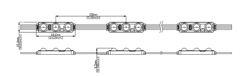 MN BackLight RGBW 3LED Lumileds - dimenzije