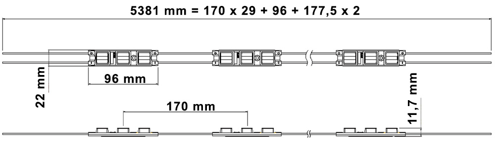 MN EdgeLight 3LED Lextar - dimenzije
