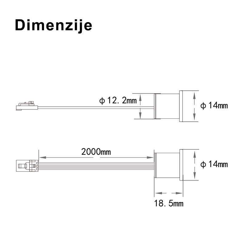 JL310A-TD senzor LED za centralno upravljanje, na dotik - dimenzije