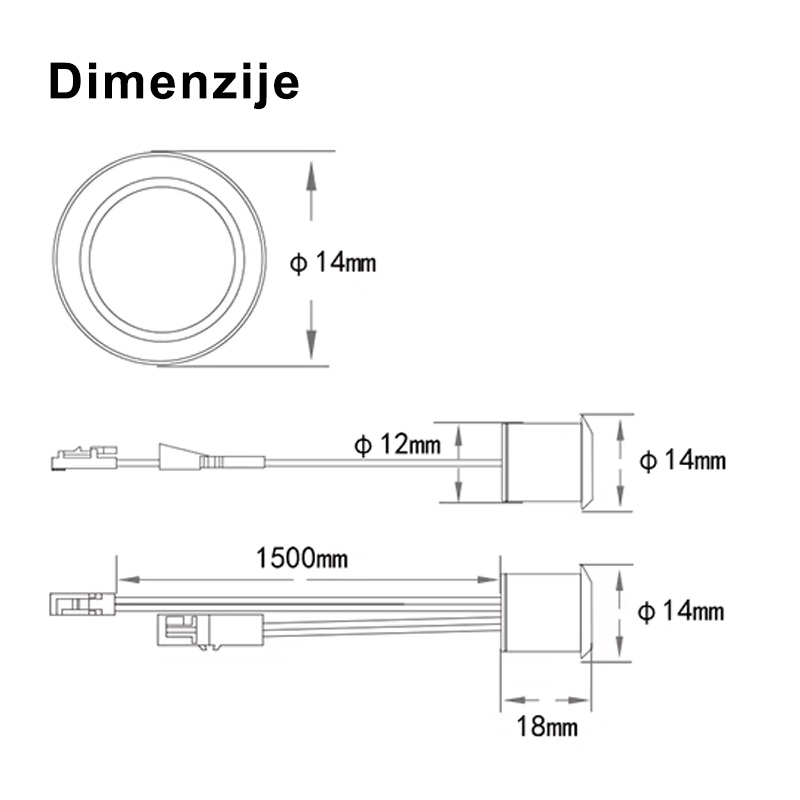 LED senzorji JL39-IRSW IR senzor za pritrditev - dimezije