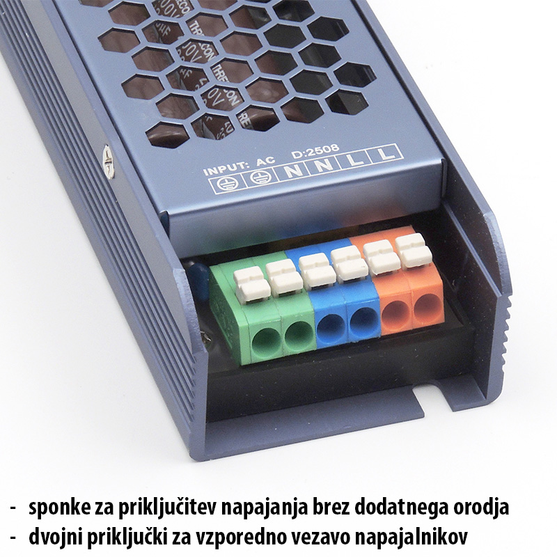Super Slim Inside LED napajalnik IP20 24V 350W - vhodni priključki