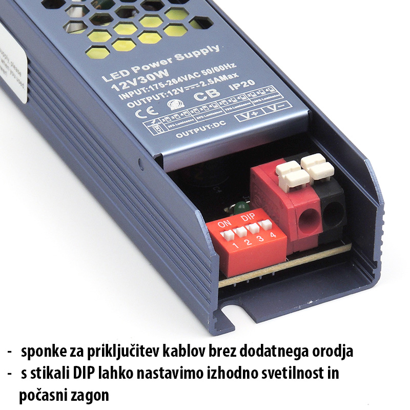 Super Slim Inside LED napajalnik IP20 30W - izhodni priključki