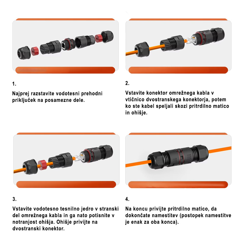Vodoodporni konektor 10Gb omrežje - navodila za sestavo