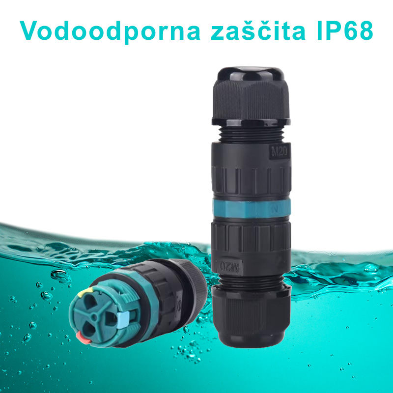 Vodoodporni konektor M20 3-pin - vodoodporna zaščita IP68