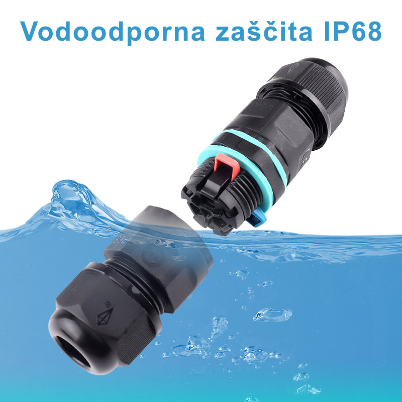 Vodoodporni konektor OJ-M20S 3-pin 5-10mm - vodoodporna zaščita IP68