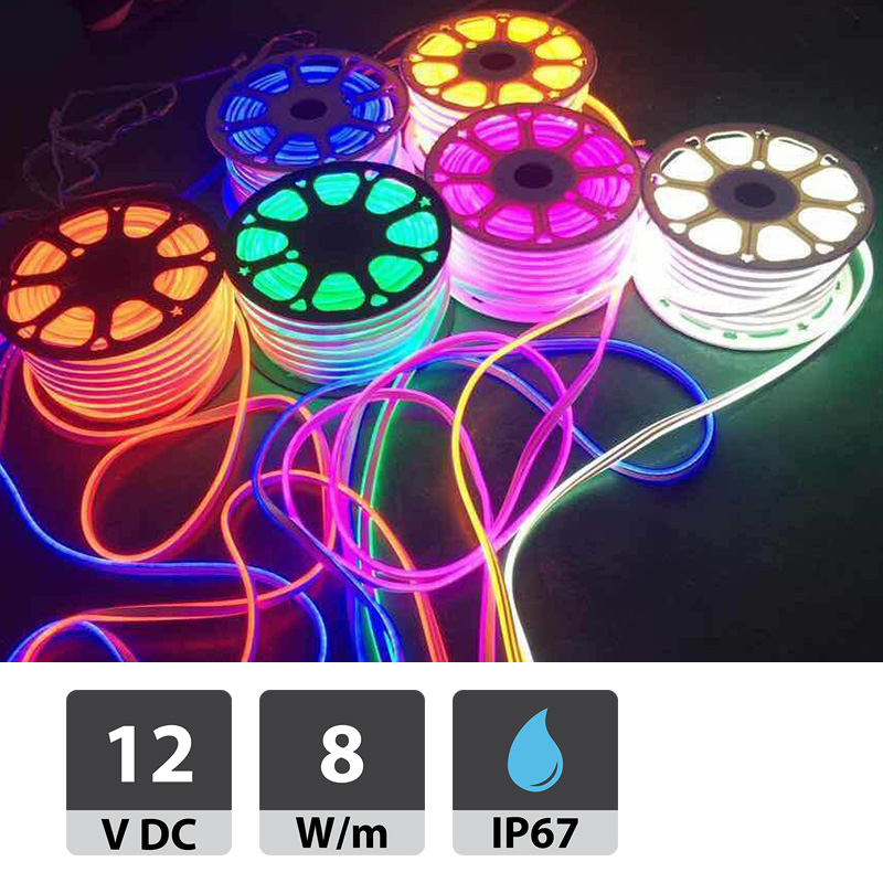 Enobarvni Neon LED trakovi 6 x 12 mm